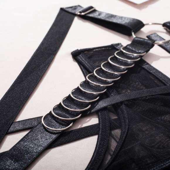 5-Pcs Pierced Multi-Strap Wear Panty Backless Women's Kink Set Lingerie - Picture 15 of 17